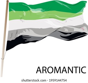 Aromantic lgbt vector flag. Horizontal lines isolated on white background painted colorful symbol of non-binary pride, equality rights.