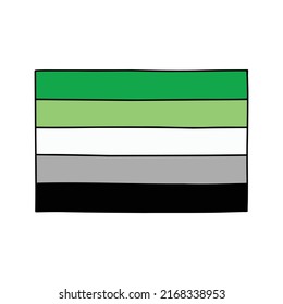 Aromantisches Stolz-Flaggendoodle-Symbol, Vektorgrafik