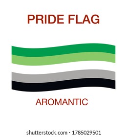 Aromantic  pride flag  isolated illustration on white background. Concept of sexual freedom and racial diversity.Template for your design.