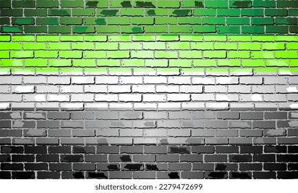 Aromantic Pride Flag on brick wall - illustration