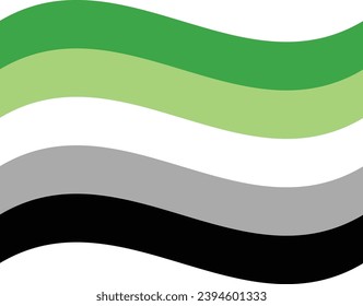 Aromantische Stolperflagge in Form. LGBTQ-Flagge in Form