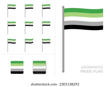 Bandera del Orgullo romántico ondeando el vector de icono de la aplicación de animación