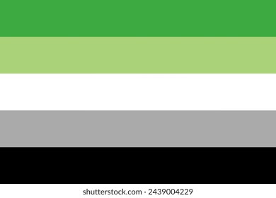 Aromantic Pride Flags, LGBT flag, Green for aromantic spectrum, white for platonic love and friendship, grey and black for sexuality spectrum