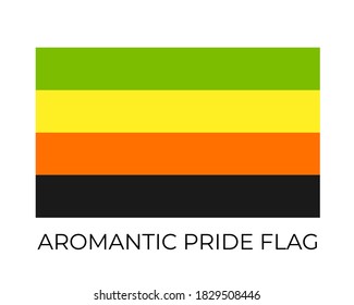 Aromantic Pride Rainbow Flags. Symbol of LGBT community. Vector flag sexual identity. Easy to edit template for banners, signs, logo design, etc.