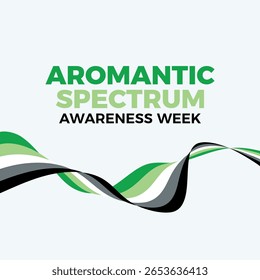 Semana da Consciência do Espectro Aromântico ilustração do vetor do cartaz. Ícone abstrato da fita da bandeira do orgulho aromático. Forma geométrica do movimento LGBTQIA. Modelo para plano de fundo, banner, cartão. Dia importante