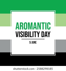 Aromantic Visibility Day poster vector illustration. Aromantic pride flag frame square shape vector. LGBT aromantic border graphic design element. Template for background, banner, card. 5 June