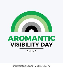 Aromantic Visibility Day poster vector illustration. Aromantic pride flag rainbow shape icon vector. LGBT aromantic graphic design element. Template for background, banner, card. 5 June. Important day
