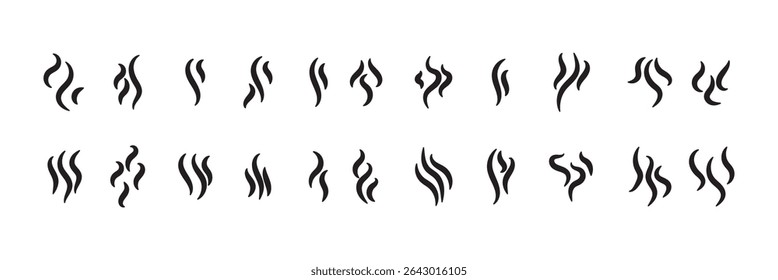 Aromas vaporize icon. Smells vector line icon, hot aroma, stink or cooking steam symbols, smelling or vapor, smoking or odors sign on white background for your design