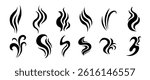 Aromas vaporize icons. Smells vector line icon set, hot aroma, stink or cooking steam symbols, smelling or vapor, smoking or odors signs on white background