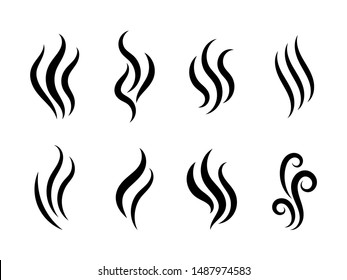 Aromas vaporize icons. Smells vector line icon set, hot aroma, stink or cooking steam symbols, smelling or vapor, smoking or odors signs