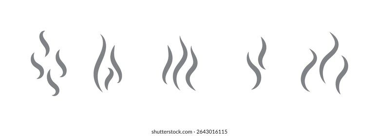 Aromas vaporize icons. Smells vector line icon set, hot aroma, stink or cooking steam symbols, smelling or vapor, smoking or odors signs