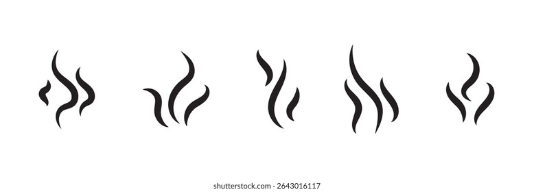 Aromas vaporize icons. Smells vector line icon set, hot aroma, stink or cooking steam symbols, smelling or vapor, smoking or odors signs