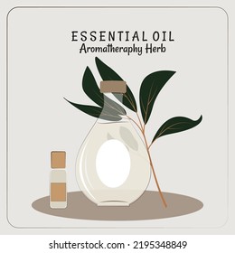 composición de aromaterapia aceite esencial frescura de hoja 