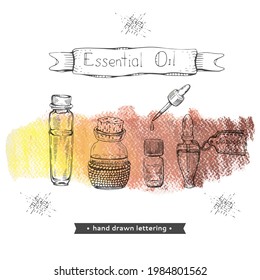 Aromatherapy accessory . Detailed hand-drawn sketches, vector botanical illustration