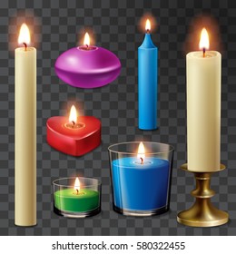 Aromatherapy Candles flame realistic vector illustration on transparent isolated background