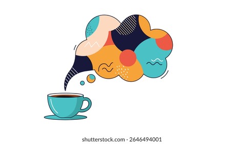 Aromatherapy and coffee themed vector art with thoughtful concept design for creativity