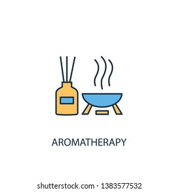 aromatherapy concept 2 colored line icon. Simple yellow and blue element illustration. aromatherapy concept outline symbol design