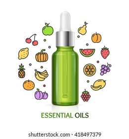 Aromatherapy Concept with Colorful Fruit Icons. Vector illustration