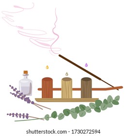 Aromatherapie und Geräte und Mittel für Aromatherapie. Vektor-Abbildung