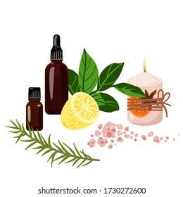 Aromatherapy and devices and means for aromatherapy. Vector illustration