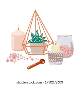 Aromatherapy and devices and means for aromatherapy. Vector illustration