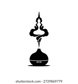 Aromatherapy diffuser emitting scented steam, creating a serene atmosphere. Relaxing home object for peace and calm with essential oil diffusion.