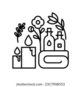Aromatherapy and essential oil line icon. Spa treatment and relaxation concept. Editable line stroke, minimalist style, spa salon suitable 