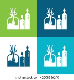Aromatherapy Flat four color minimal icon set