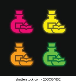 Aromatherapy four color glowing neon vector icon