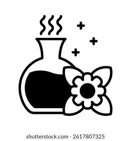 Aromatherapy glyph, mini illustration icon, related to relaxation, spa, wellness and more. Vector EPS 10 for modern concept, print, UI, UX kit, web and app development