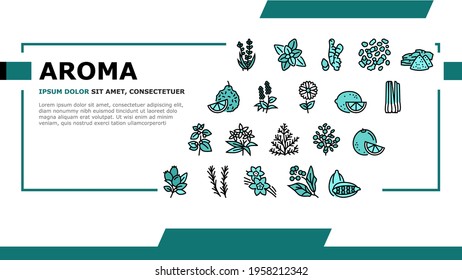 Aromatherapy Herbs Landing Web Page Header Banner Template Vector. Lavender And Peppermint, Ginger And Frankincense, Patchouli And Chamomile Aromatherapy Illustration