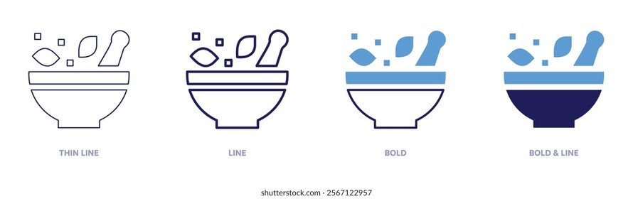 Aromatherapy icon in 4 different styles. Thin Line, Line, Bold, and Bold Line. Duotone style. Editable stroke.