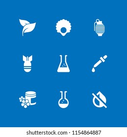 aromatherapy icon. 9 aromatherapy set with dropper, beaker, spa and bomb vector icons for web and mobile app