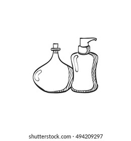 Aromatherapy icon in doodle sketch lines. Spa, relaxation, beauty massage, wellness, 