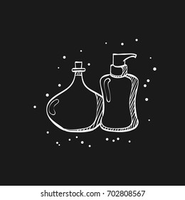 Aromatherapy icon in doodle sketch lines. Spa, relaxation, beauty massage, wellness, 