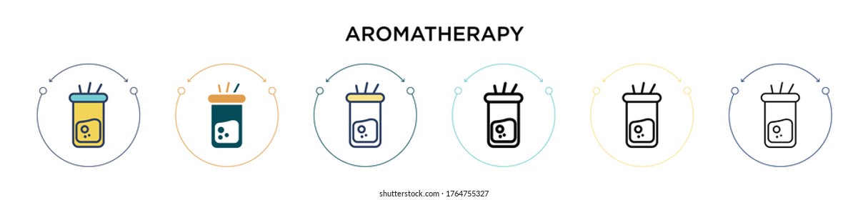 Aromatherapy icon in filled, thin line, outline and stroke style. Vector illustration of two colored and black aromatherapy vector icons designs can be used for mobile, ui, web