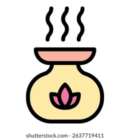 Aromatherapy icon flat line style illustration representing essential oils and wellness treatments, suitable for health, beauty, and relaxation-related projects