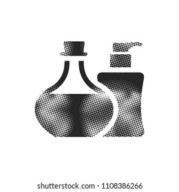 Aromatherapy icon in halftone style. Black and white monochrome vector illustration.