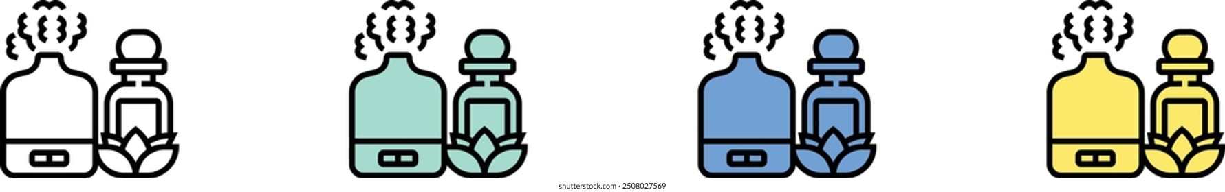 aromatherapy icon. Outline, Green, Blue and Yellow Style Design Isolated On White Background