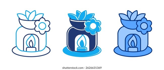 Aromatherapy icon represented by aromatherapy pot Blue, Dualline, Dualtone style.