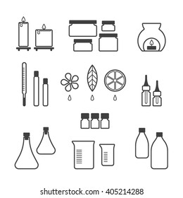 Aromatherapy line icon set.