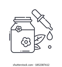 Aromatherapy oil icon, linear isolated illustration, thin line vector, web design sign, outline concept symbol with editable stroke on white background.