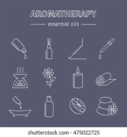 Aromatherapy oils hand drawn set. Vector illustration.