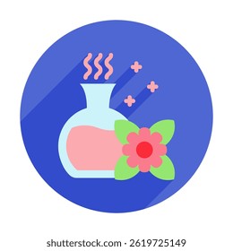 Aromatherapy rounded flat color, mini illustration icon, related to relaxation, spa, wellness and more. Vector EPS 10 for modern concept, print, UI, UX kit, web and app development