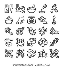 Aromatherapy scent relaxation icon set