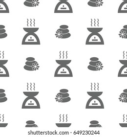 Aromatherapy seamless pattern with diffuser. Essential Oil line icon.