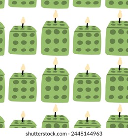 Aromatherapy Seamless Pattern with Vector Candles. Vector illustration can used for wrapping paper, wallpapers, posters, cover design. 