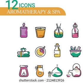  Aromatherapy spa linear icons for web design mobile apps for packaging design cards banners posters healthy lifestyle popular trend