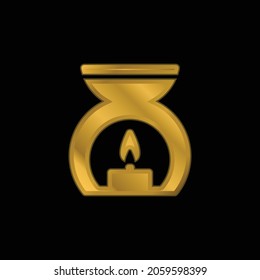 Aromatherapy Spa Treatment gold plated metalic icon or logo vector