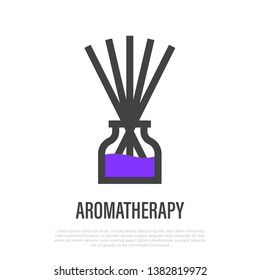 Aromatherapy thin line icon. Sticks in bottle, aromatic diffuser. Vector illustration.